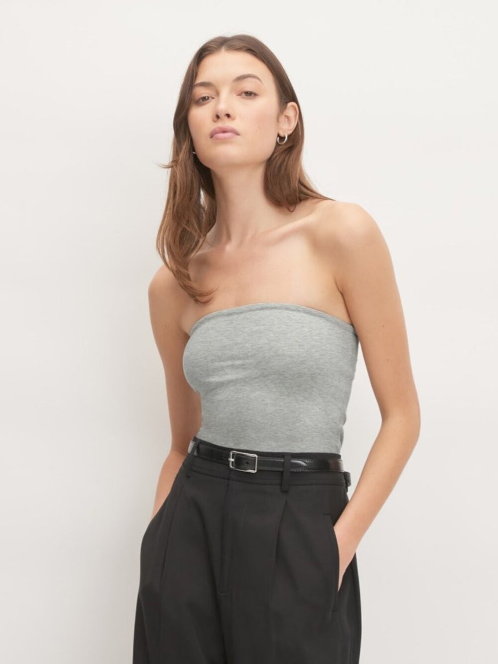 NWT Everlane The Tube Top Heathered Grey Strapless Stretch Knit Women's Small